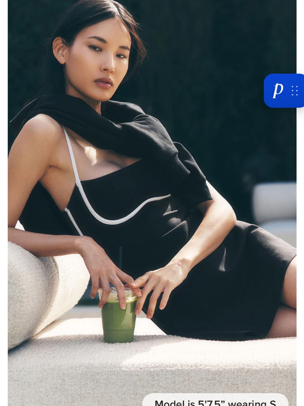 ALO Yoga Black Tank with White Piping